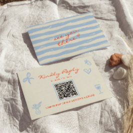 Cartão RSVP Hand Written Drawn Whimsical QR Code Wedding