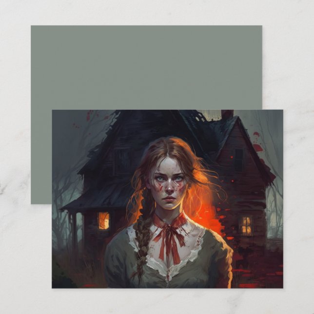 Cartão RSVP Haunting house (Frente/Verso)