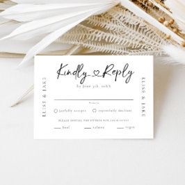 Cartão RSVP Heart Font Wedding