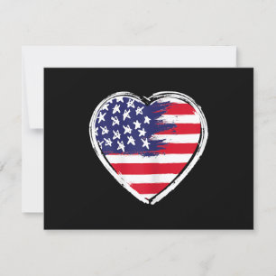 Cartão RSVP Heart US Flag 4 de julho Patriotic American Stars