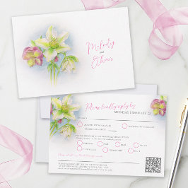 Cartão RSVP Hellebore Watercolor, casamento de primavera, refe