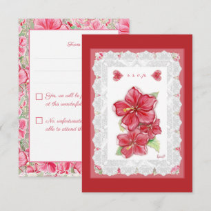 Cartão RSVP Hibiscus e rendas RED