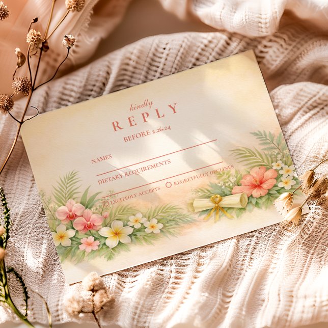 Cartão RSVP Hibiscus Floral Graduation Party (Criador carregado)