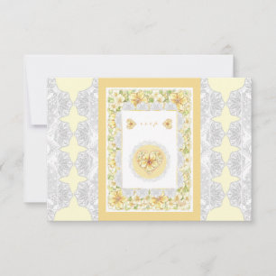 Cartão RSVP Hibiscus & lace AMARELO