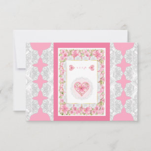 Cartão RSVP Hibiscus & Lace PINK
