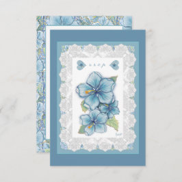 Cartão RSVP Hibiscus & lace TURQUOISE