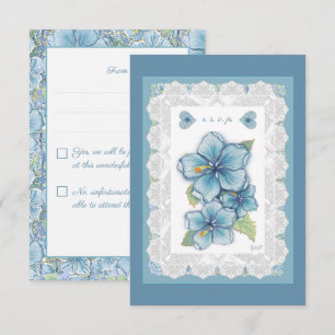 Cartão RSVP Hibiscus & lace TURQUOISE