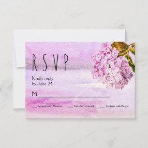Cartão RSVP Hídrangeas cor-de-água cor rosa Casamento floral R