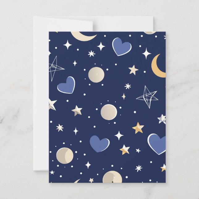 Cartão RSVP História de Amor Celestial (Frente)