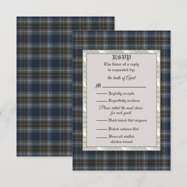 Cartão RSVP Holyrood Scottish Tartan Response Card (Frente/Verso)