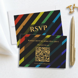 Cartão RSVP Homens Gays Casamento Elegante Código QR Arco-Íris