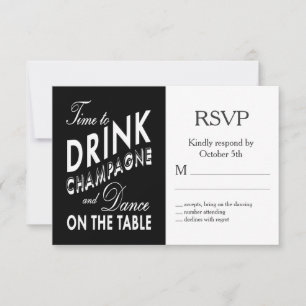 Cartão RSVP Hora de beber Champagne o Dia das Bruxas que