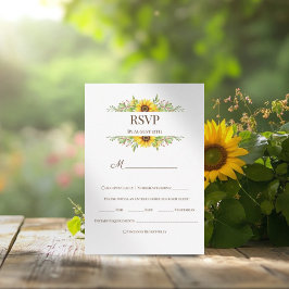 Cartão RSVP Horário romântico do casamento dos Sunflower