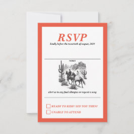 Cartão RSVP Horseback Canyon Casal Wedding