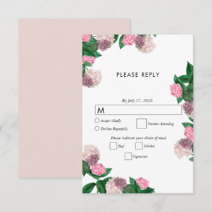 Cartão RSVP Hortênsia Rosa Flora Modernidade Casamento