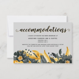 Cartão RSVP Hotel de Casamento Elegante Moderno Floral Amarelo