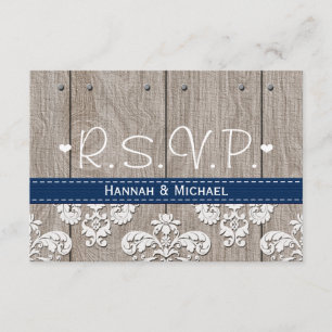 Cartão RSVP Hydrangea coral dos azuis marinhos que Wedding o