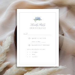 Cartão RSVP Hydrangea Formal Blue Frame Coastal Wedding Meal