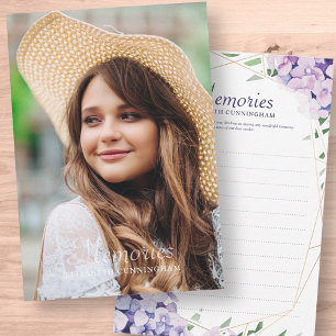 Cartão RSVP Hydrangea Lilac Floral Foto Geométrica Memorial