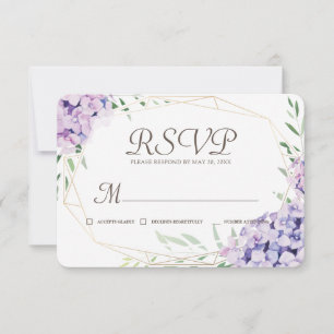 Cartão RSVP Hydrangea Lilac Floral Memorial