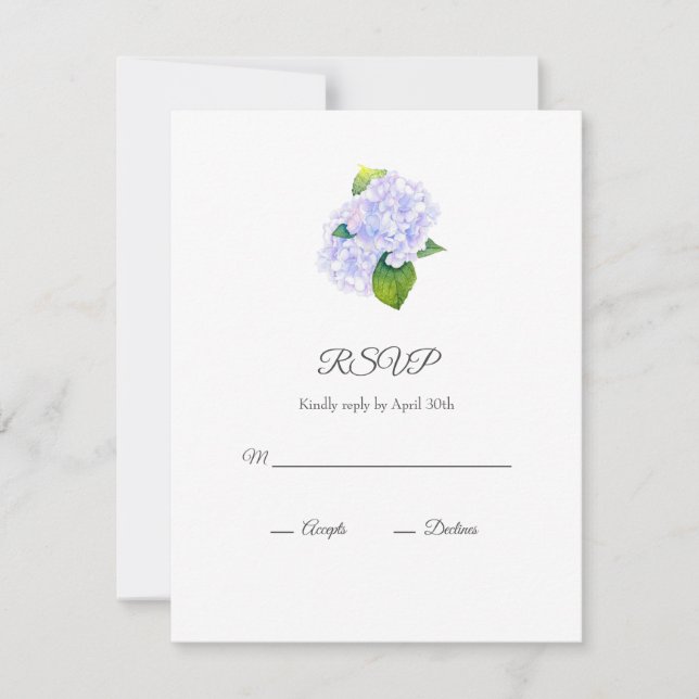Cartão RSVP Hydrangeas de Aquarela (Frente)