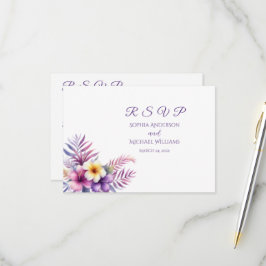Cartão RSVP Ilhas Watercolor Romance-RSVP-Casamento- Cartão-po