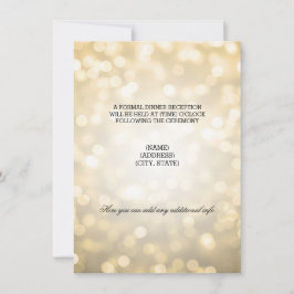 Cartão RSVP Iluminação com Brilho Dourado para Recepção de Cas