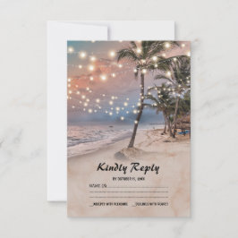 Cartão RSVP Iluminação Tropical de Praia Vintage Casamento RSV