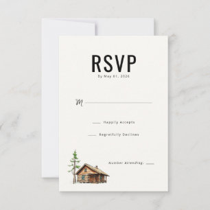 Cartão RSVP Ilustração de Cabine Neutra e Aconchegante