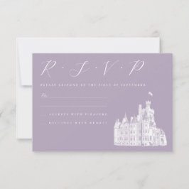 Cartão RSVP Ilustração de Castelo Vintage Casamento Lavanda