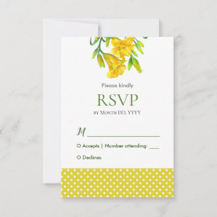 Cartão RSVP Ilustração de Lírios do Dia em Aquarela Amarela