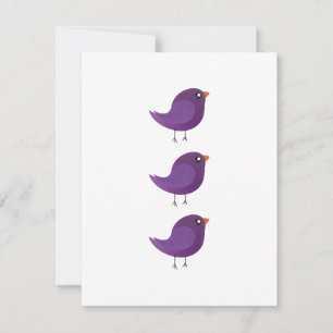 Cartão RSVP Ilustração de Passarinho Roxo Fofo