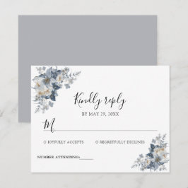 Cartão RSVP ilustração em aquarela rústica de um floral 