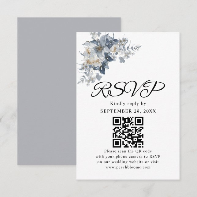 Cartão RSVP ilustração em aquarela rústica de um floral  (Frente/Verso)