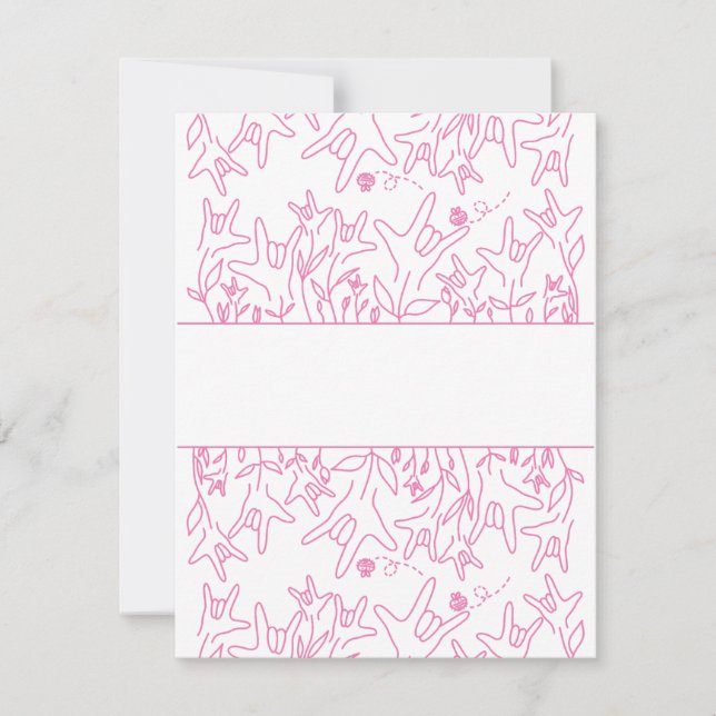 Cartão RSVP ILY Bloom - Design ASL de Nome Personalizado (Frente)