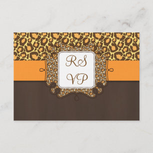 Cartão RSVP Impressão alaranjado do leopardo de Brown que