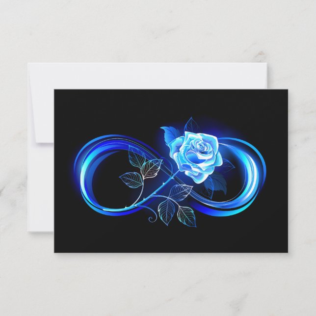 Cartão RSVP Infinito brilhante com rosa azul (Frente)