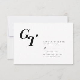 Cartão RSVP Iniciais mínimos | Casamento Chic Moderno Elegante