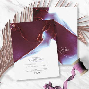 Cartão RSVP Ink Flow Wedding Burgundy ID762