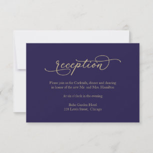 Cartão RSVP Inserto de Recepção de Casamento Azul com Caligraf