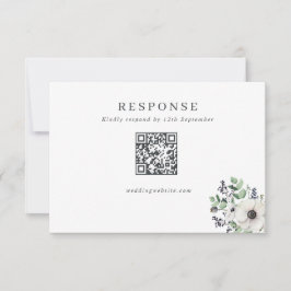 Cartão RSVP Inverno Anemones Casamento Código QR