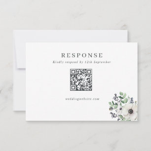 Cartão RSVP Inverno Anemones Casamento Código QR