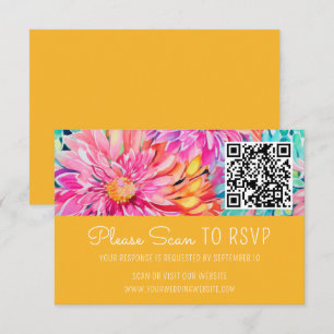 Cartão RSVP Invólucro Colorido de Código QR de Casamento Flora