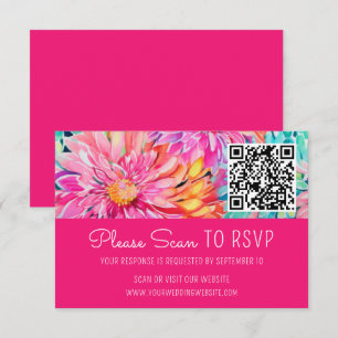 Cartão RSVP Invólucro Colorido de Código QR de Casamento Flora