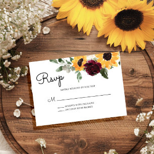Cartão RSVP Invólucro russo de girassol e Rosas