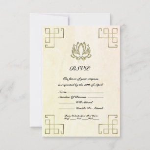 Cartão RSVP Ioga Gold Lotus