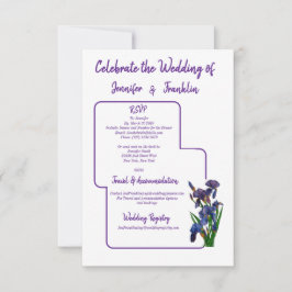 Cartão RSVP Iris Watercolor, com gráfico simples Casamento
