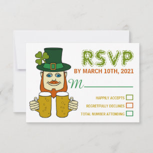 Cartão RSVP Irish Leprechaun, vice-presidente do partido Dia d
