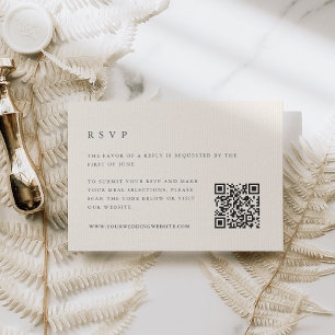 Cartão RSVP Island Vintage Marinho & Ecru Wedding Código QR