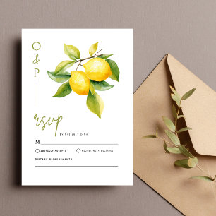 Cartão RSVP Itália Grécia Limão Mediterrâneo Casamento Vibrant
